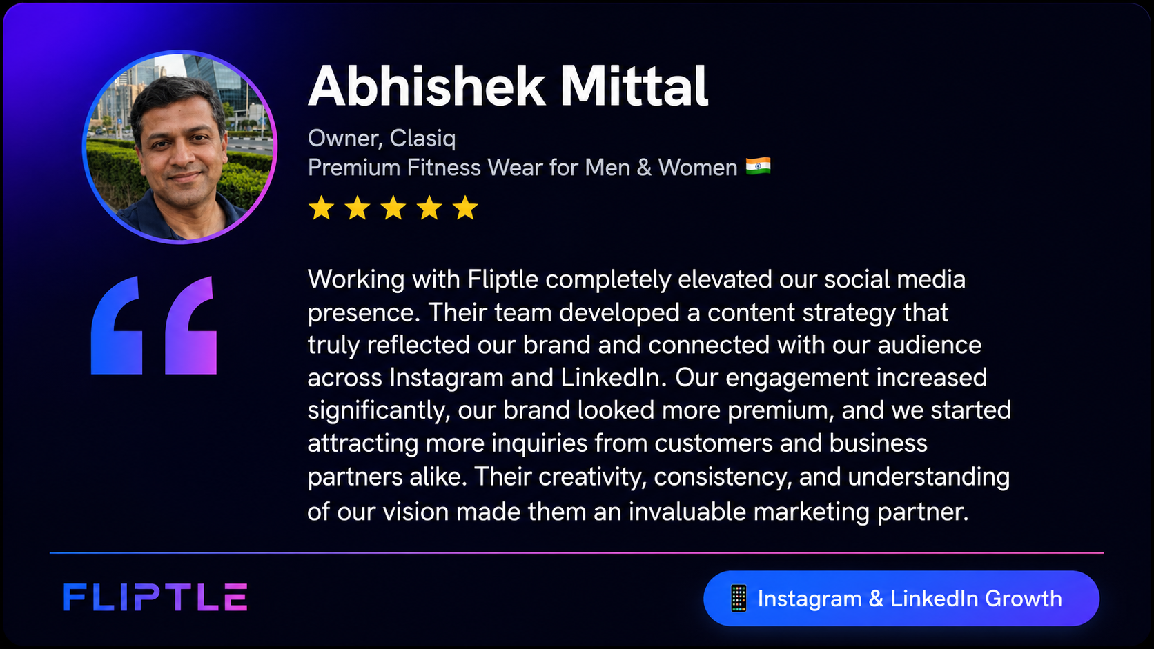 Client testimonial